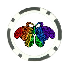 Rainbow Butterfly  Poker Chip Card Guard