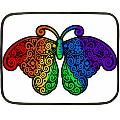 Rainbow Butterfly  Double Sided Fleece Blanket (mini)  by Valentinaart