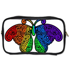 Rainbow Butterfly  Toiletries Bags by Valentinaart