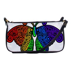 Rainbow Butterfly  Shoulder Clutch Bags by Valentinaart