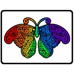 Rainbow Butterfly  Fleece Blanket (large)  by Valentinaart