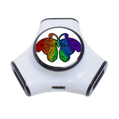 Rainbow Butterfly  3-port Usb Hub by Valentinaart