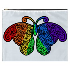 Rainbow Butterfly  Cosmetic Bag (xxxl)  by Valentinaart