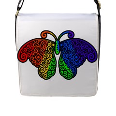 Rainbow Butterfly  Flap Messenger Bag (l)  by Valentinaart