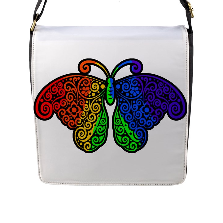 Rainbow butterfly  Flap Messenger Bag (L) 