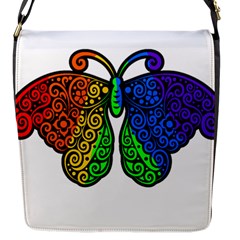 Rainbow Butterfly  Flap Messenger Bag (s) by Valentinaart