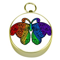 Rainbow Butterfly  Gold Compasses by Valentinaart