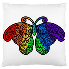 Rainbow Butterfly  Large Flano Cushion Case (one Side) by Valentinaart