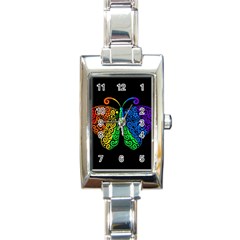 Rainbow Butterfly  Rectangle Italian Charm Watch by Valentinaart