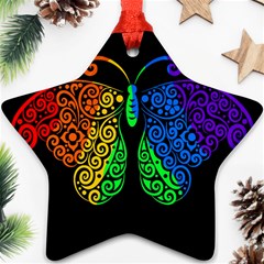 Rainbow Butterfly  Ornament (star)