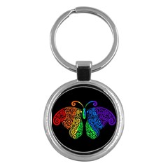 Rainbow Butterfly  Key Chains (round)  by Valentinaart