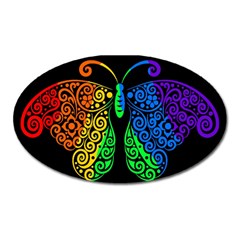 Rainbow Butterfly  Oval Magnet by Valentinaart