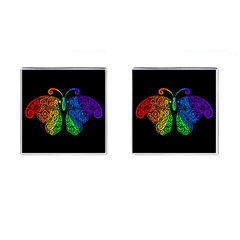 Rainbow Butterfly  Cufflinks (square) by Valentinaart