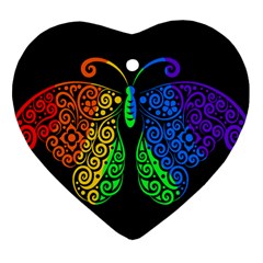 Rainbow Butterfly  Heart Ornament (two Sides) by Valentinaart