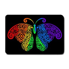 Rainbow Butterfly  Small Doormat  by Valentinaart