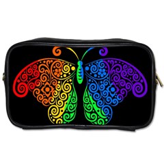 Rainbow Butterfly  Toiletries Bags by Valentinaart