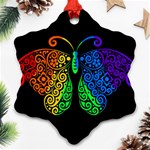 Rainbow butterfly  Snowflake Ornament (Two Sides) Front