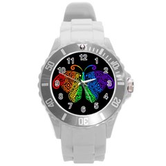 Rainbow Butterfly  Round Plastic Sport Watch (l) by Valentinaart