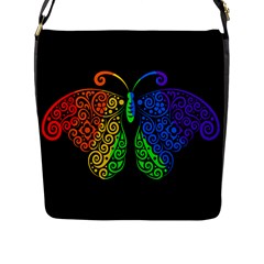 Rainbow Butterfly  Flap Messenger Bag (l)  by Valentinaart