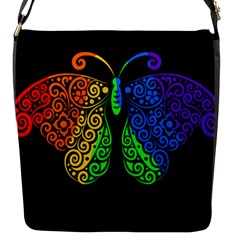 Rainbow Butterfly  Flap Messenger Bag (s) by Valentinaart