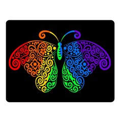 Rainbow Butterfly  Double Sided Fleece Blanket (small)  by Valentinaart