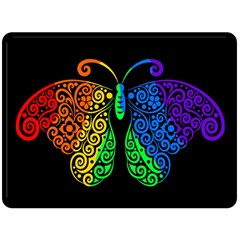 Rainbow Butterfly  Double Sided Fleece Blanket (large)  by Valentinaart