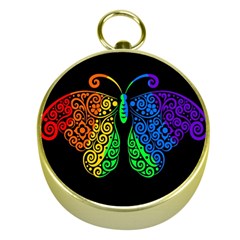 Rainbow Butterfly  Gold Compasses by Valentinaart