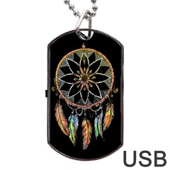 Dreamcatcher  Dog Tag Usb Flash (two Sides) by Valentinaart