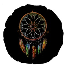 Dreamcatcher  Large 18  Premium Flano Round Cushions by Valentinaart