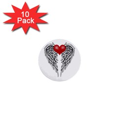 Angel Heart Tattoo 1  Mini Buttons (10 Pack)  by Valentinaart