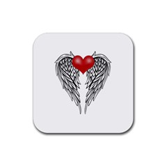 Angel Heart Tattoo Rubber Coaster (square)  by Valentinaart