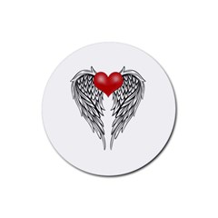 Angel Heart Tattoo Rubber Coaster (round)  by Valentinaart