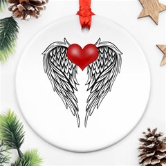 Angel Heart Tattoo Round Ornament (two Sides) by Valentinaart