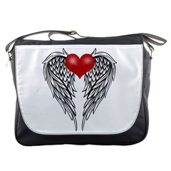 Angel Heart Tattoo Messenger Bags by Valentinaart