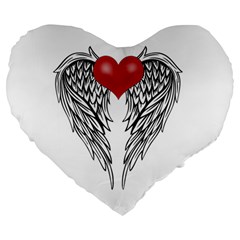 Angel Heart Tattoo Large 19  Premium Heart Shape Cushions by Valentinaart