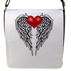 Angel Heart Tattoo Flap Messenger Bag (s) by Valentinaart