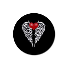 Angel Heart Tattoo Rubber Round Coaster (4 Pack)  by Valentinaart