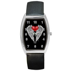 Angel Heart Tattoo Barrel Style Metal Watch by Valentinaart