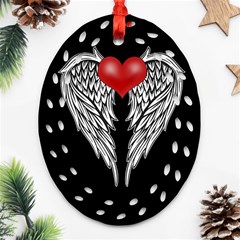 Angel Heart Tattoo Oval Filigree Ornament (two Sides) by Valentinaart