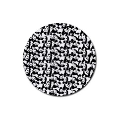 Panda Pattern Rubber Coaster (round)  by Valentinaart