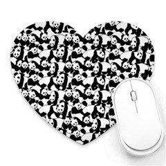 Panda Pattern Heart Mousepads by Valentinaart