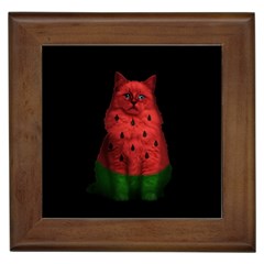 Watermelon Cat Framed Tiles by Valentinaart