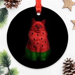 Watermelon Cat Ornament (round) by Valentinaart