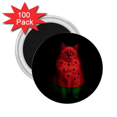 Watermelon Cat 2 25  Magnets (100 Pack)  by Valentinaart