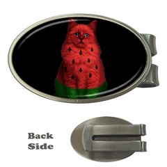 Watermelon Cat Money Clips (oval)  by Valentinaart