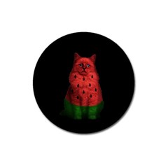 Watermelon Cat Magnet 3  (round) by Valentinaart