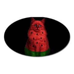 Watermelon Cat Oval Magnet by Valentinaart