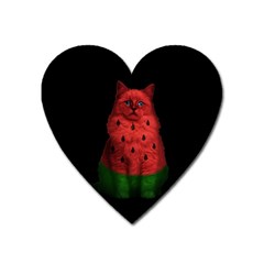 Watermelon Cat Heart Magnet by Valentinaart