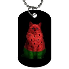 Watermelon Cat Dog Tag (one Side) by Valentinaart