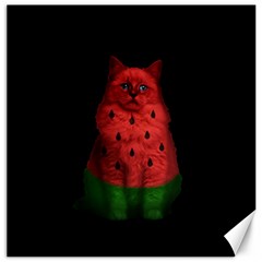 Watermelon Cat Canvas 16  X 16   by Valentinaart